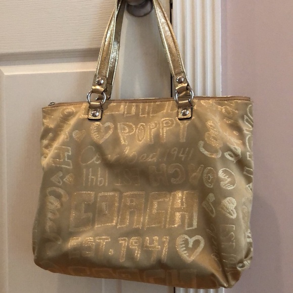 Gorgeous gold & purple Coach poppy leather trim - Picture 2 of 12